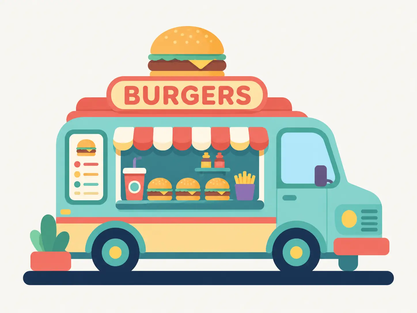 Ilustración de hamburguesería