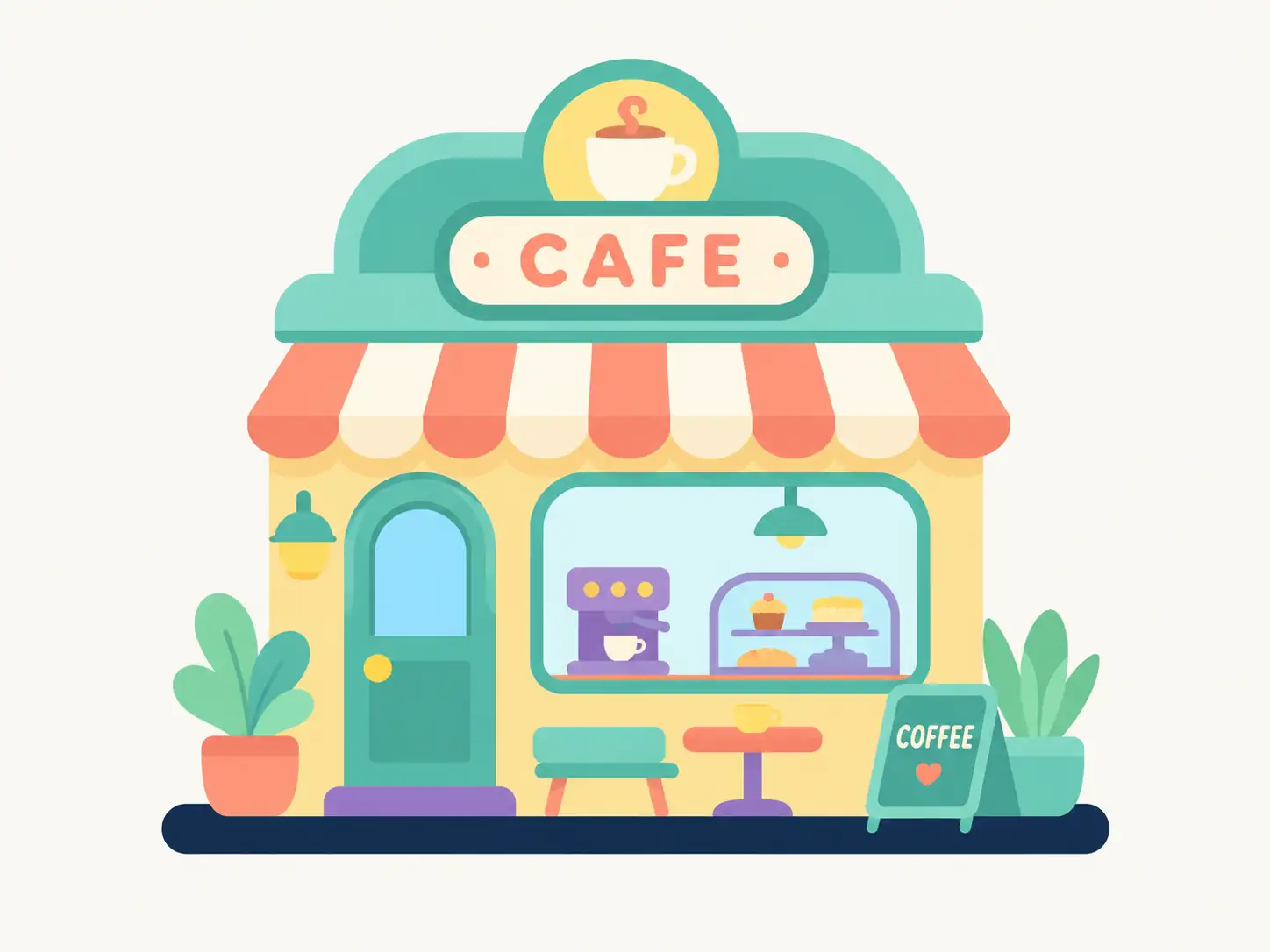 Ilustración de cafetería