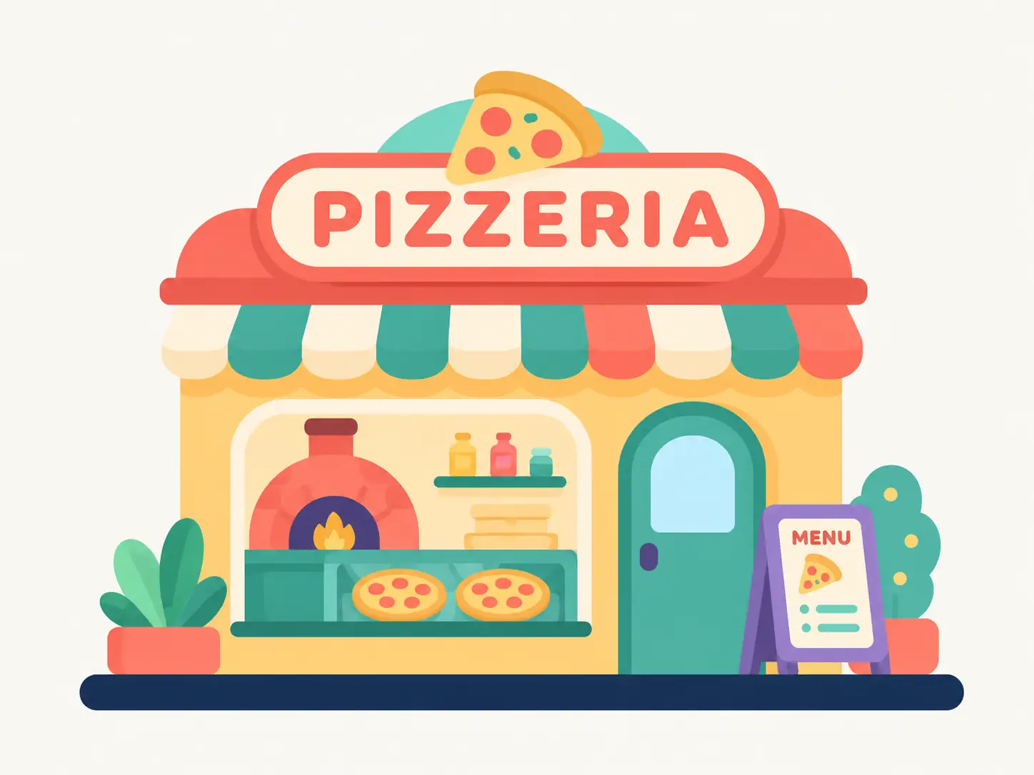 Ilustración de pizzería